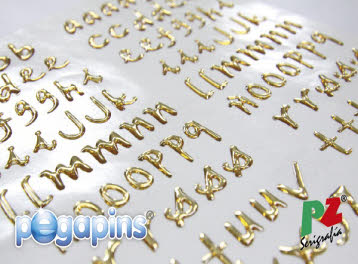 Pegatinas resinadas lettering oro